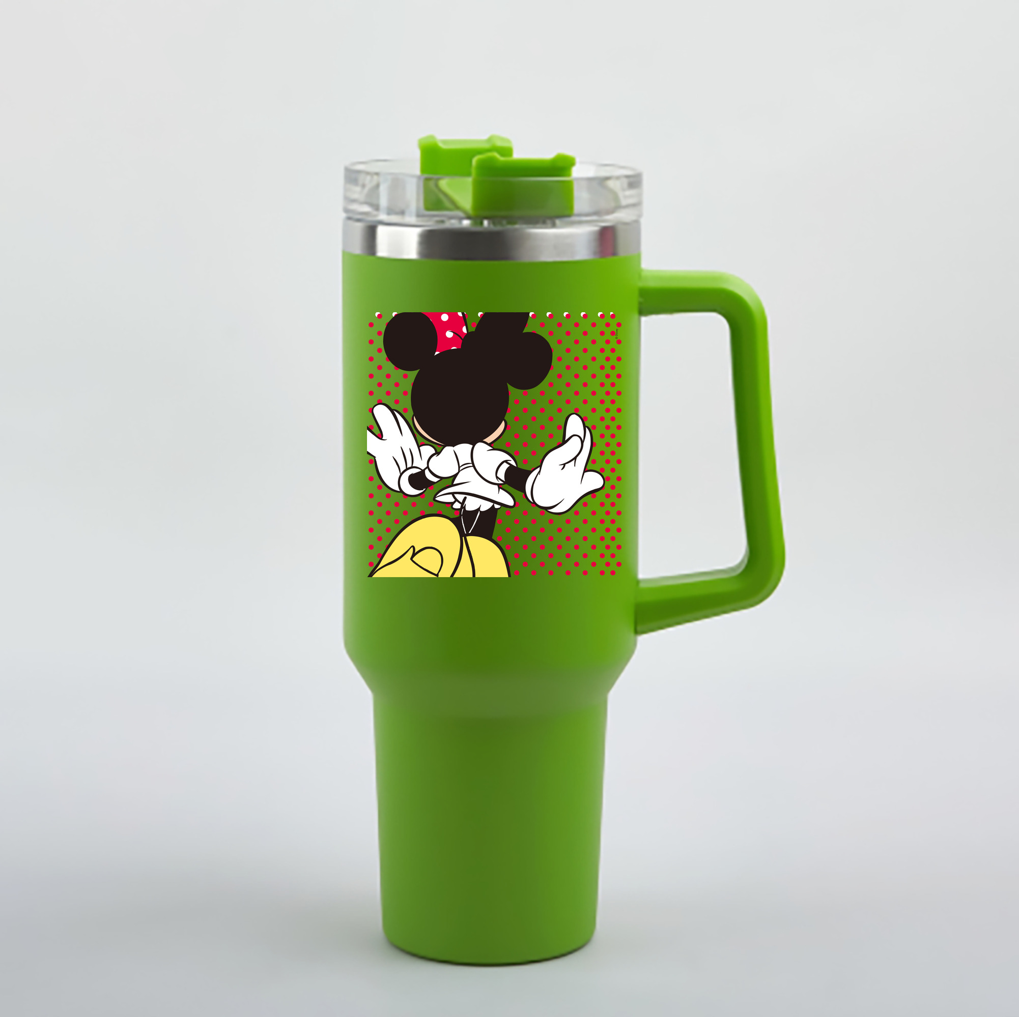 （画像用） ミッキーマウス Mickey Mouse 1200mL車用タンブラー - クリスタルステッカー（プラスチックストロー付き）